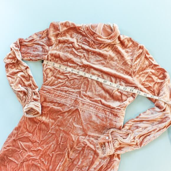 ALC Velvet Orange Retro Indie Moody Long Sleeve Sheath Dress Size 2 Gemma - Picture 6 of 10